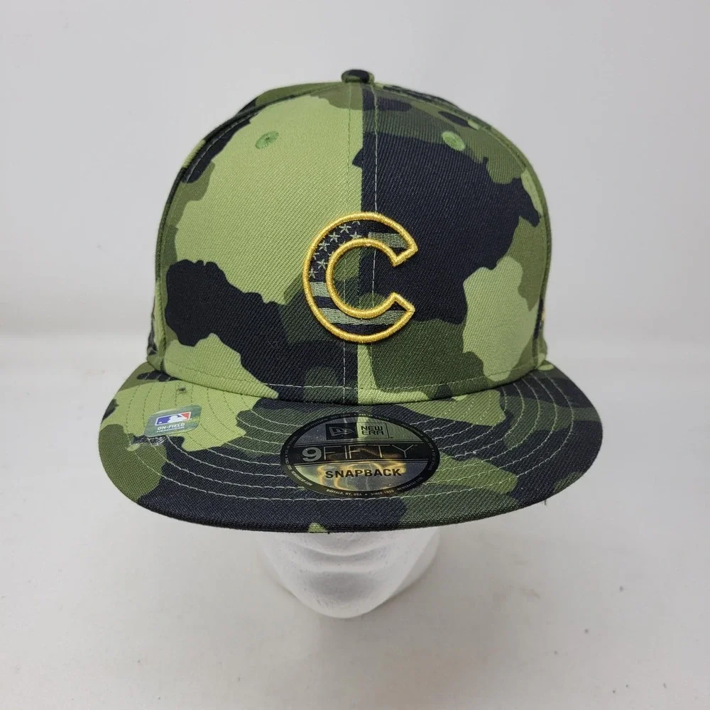 Chicago Cubs Hat Cap Snap Back Mens One Size Camo Green MLB Baseball New Era